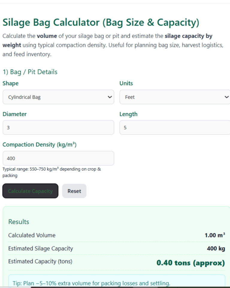 Silage Bag Calculator