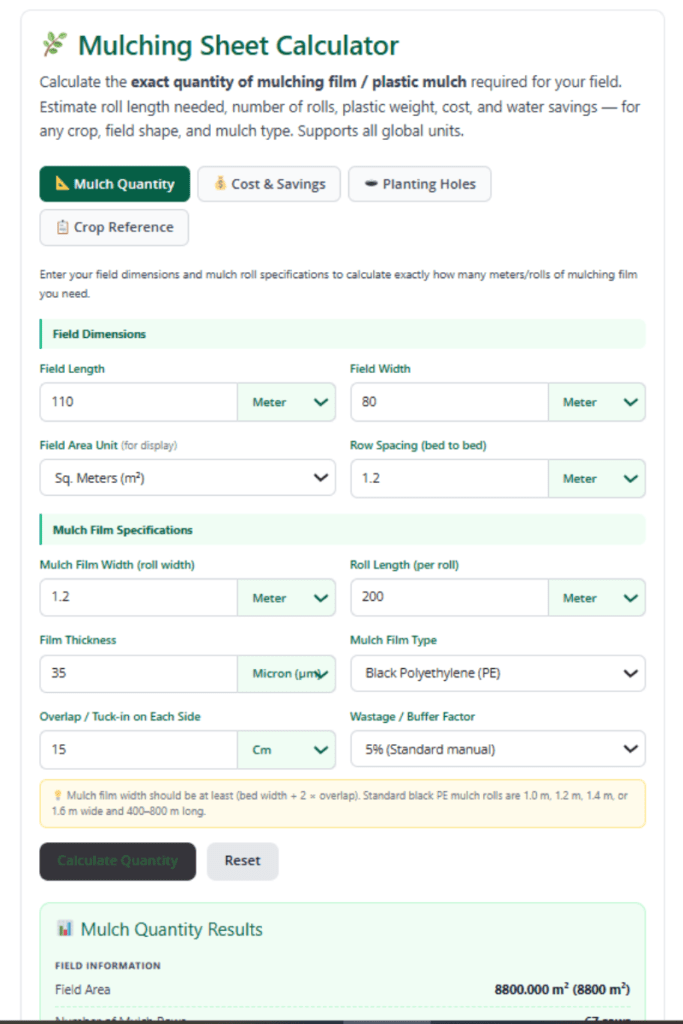 Mulching Sheet Calculator: How Many Rolls Do You Need? Calculate Mulching Coverage & Cost Per Acre Free 2 Mulching Sheet