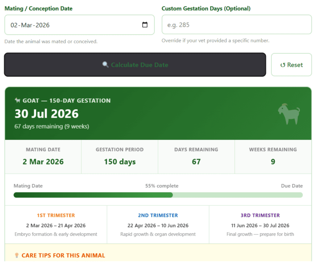 Animal Gestation Calculator