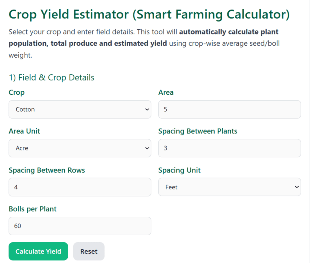 Crop Yield Calculator: Per Acre, Hectare & Farm Production Estimator 2 Crop Yield Calculator