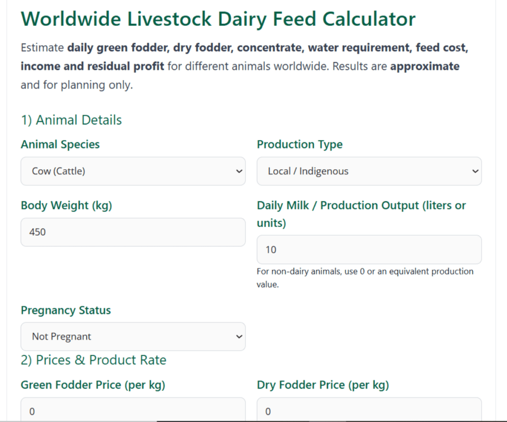 Dairy Feed Calculator Per Day: Calculate Feed, Water, Cost & Profit for free 2 Dairy Feed Calculator